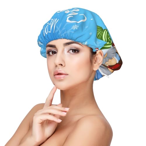 Kuilepa Seidenhaube aus Satin für schlafende Frauen und Männer, doppellagige Haarhaube für lockiges Zopfhaar (Merry Christmas Gnome) von Kuilepa