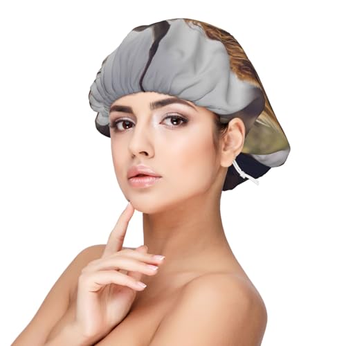 Kuilepa Seidenhaube aus Satin für schlafende Frauen und Männer, doppellagige Haarhaube für lockiges Zopfhaar (Porträt der Kuh mit ihrer Babykuh) von Kuilepa