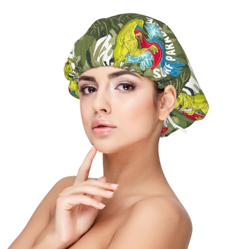 Kuilepa Seidenhaube aus Satin für schlafende Frauen und Männer, doppellagige Haarhaube für lockiges Zopfhaar (Surf-Dinosaurier) von Kuilepa