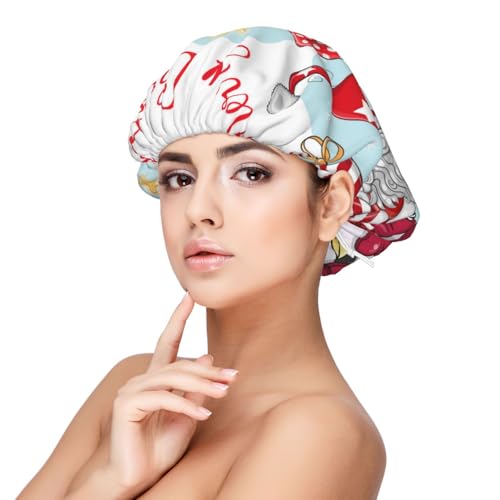 Kuilepa Seidenhaube aus Satin für schlafende Frauen und Männer, doppellagige Haarhaube für lockiges Zopfhaar (Weihnachten) von Kuilepa