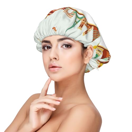 Kuilepa Seidenhaube aus Satin für schlafende Frauen und Männer, doppellagige Haarhaube für lockiges Zopfhaar (Weltreise3) von Kuilepa