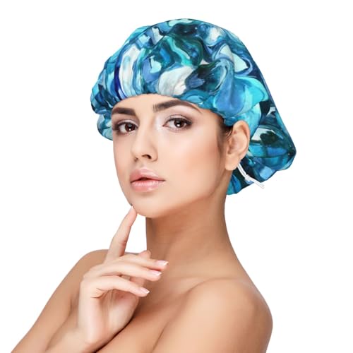 Kuilepa Seidenhaube aus Satin für schlafende Frauen und Männer, doppellagige Haarhaube für lockiges Zopfhaar (blauer Kyanit) von Kuilepa