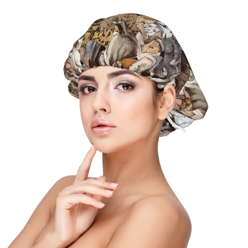 Kuilepa Seidenhaube aus Satin für schlafende Frauen und Männer, doppellagige Haarhaube für lockiges Zopfhaar (geschnittene Katzen) von Kuilepa