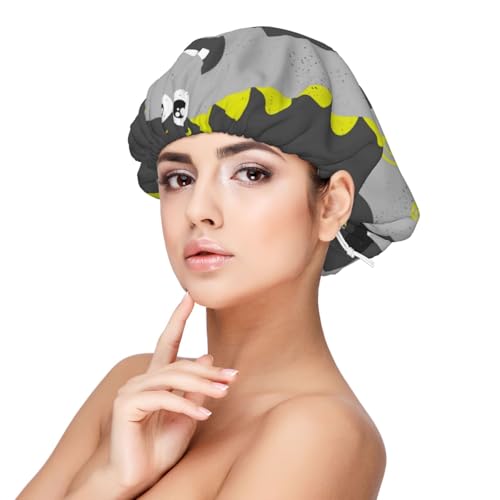 Kuilepa Seidenhaube aus Satin für schlafende Frauen und Männer, doppellagige Haarhaube für lockiges Zopfhaar (niedlicher Dinosaurier) von Kuilepa