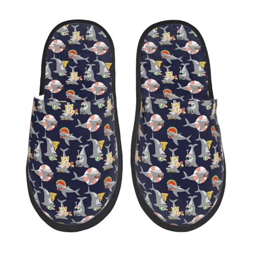 Kuilepa Sharks In Sunglasses Print Damen Hausschuhe Fuzzy Slip On Indoor Outdoor Winter Haus Hausschuhe von Kuilepa