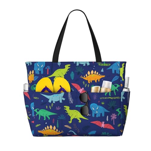 Kuilepa Strand-/Pool-Tasche mit Dinosaurier-Aufdruck, für Damen, große Sporttasche, Handgepäcktasche für Wochenendreisen, wasserdicht von Kuilepa