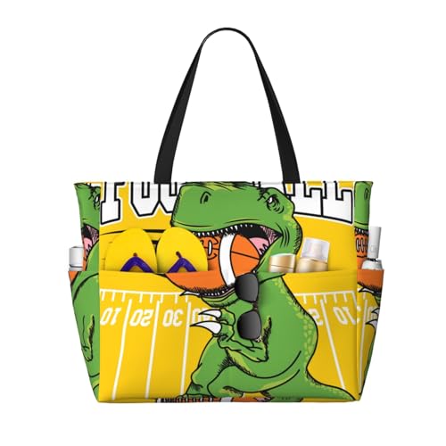 Kuilepa T-Rex Sporttasche mit Fußball-Aufdruck, für Damen, große Sporttasche, Tragetasche für Wochenendreisen, wasserdicht von Kuilepa