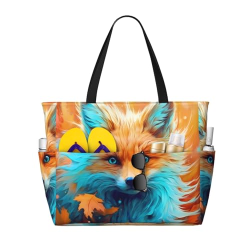 Kuilepa Tragetasche für Damen, Motiv: Fuchs, Ahornblatt, Fuchs-Aufdruck, große Sporttasche, Tragetasche für Wochenendreisen, wasserdicht von Kuilepa
