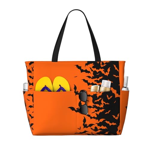 Kuilepa Tragetasche für Damen, Motiv: Halloween-Fledermaus-Druck, für Damen, große Sporttasche, Handgepäcktasche für Wochenendreisen, wasserdicht von Kuilepa