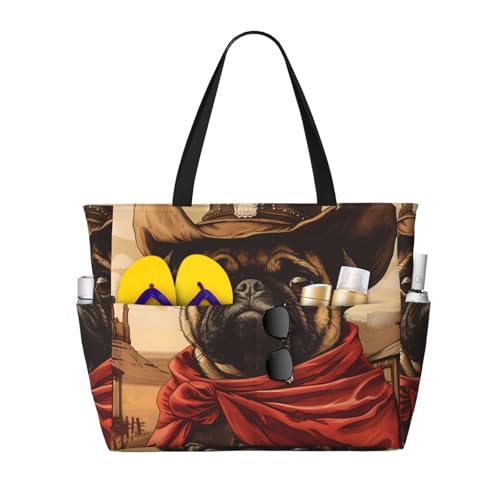 Kuilepa Tragetasche für Damen, Motiv: Western-Französische Bulldogge, Cowboy-Aufdruck, für Damen, große Sporttasche, Tragetasche für Wochenendreisen, wasserdicht von Kuilepa
