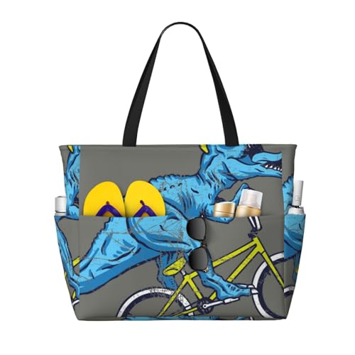 Kuilepa Tragetasche für Damen, Motiv: lustiger Dinosaurier-Druck, für Strand, Pool, große Sporttasche, Handgepäcktasche für Wochenendreisen, wasserdicht, Schwarz, Einheitsgröße von Kuilepa