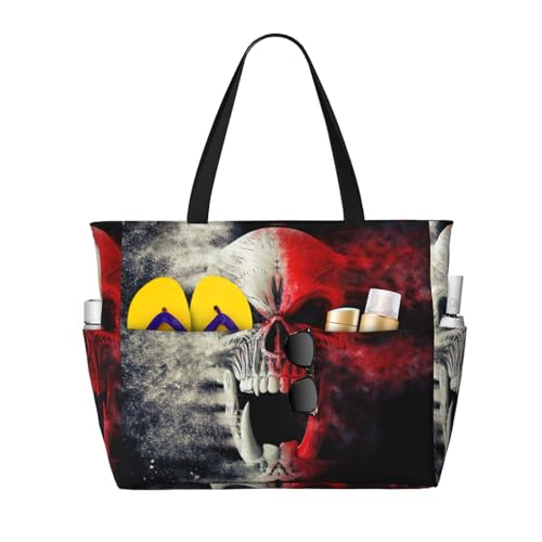 Kuilepa Tragetasche für Damen, Motiv: schreiender Dämon, Totenkopf-Aufdruck, für Damen, große Sporttasche, Tragetasche für Wochenendreisen, wasserdicht, Schwarz, Einheitsgröße von Kuilepa