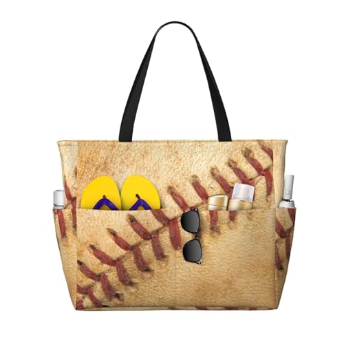 Kuilepa Tragetasche für Damen, Vintage-Baseball-Druck, groß, Sporttasche, Handgepäcktasche für Wochenendreisen, wasserdicht, Schwarz, Einheitsgröße von Kuilepa