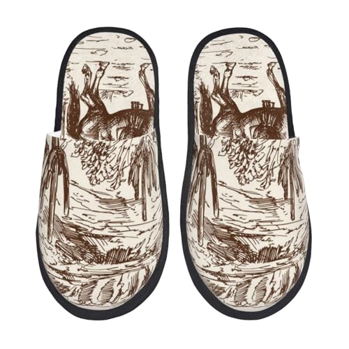 Kuilepa Western Desert Cowboys2 Damen-Slipper, flauschig, für drinnen und draußen, Winterhausschuhe, Schwarz, 6-8.5 Women/6-8 Men von Kuilepa