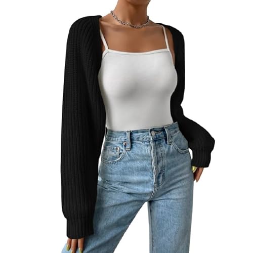 KUKEYIEE Damen Langer Puffärmel Pullover Strickpullover Pullover Crop Top Mode Cover Strick Top(#Style 2,M) von Kukeyiee