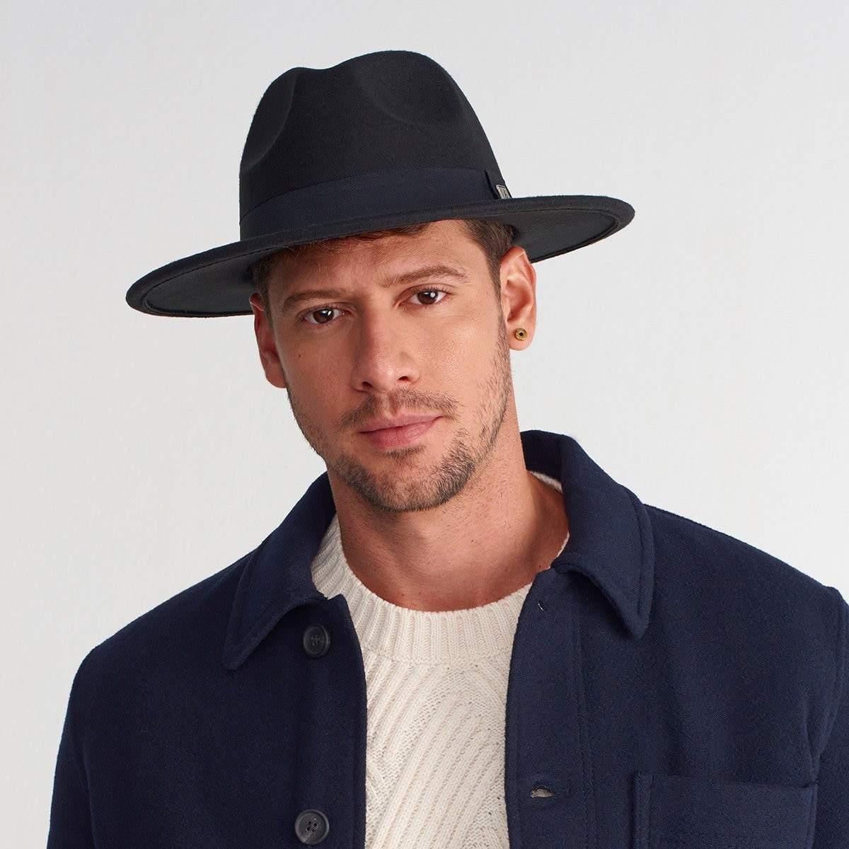 Schwarzer Fedora Hut Mit Breiter Krempe Veganer Filz Winterhut Band von KulahTR