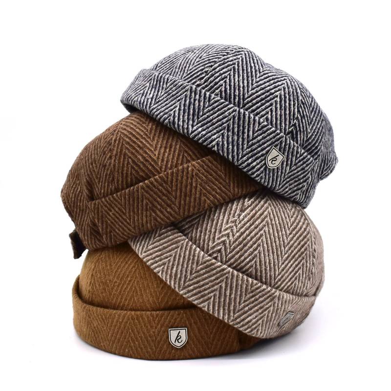 Zick-Zack Wolle Docker Cap Unisex Schirmmütze Ohne Rand von KulahTR