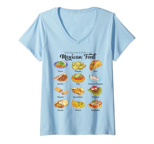 Damen Mexikanische Küche T-Shirt mit V-Ausschnitt Damen Mexikanische Küche T-Shirt mit V-Ausschnitt von Kulinarik Designs