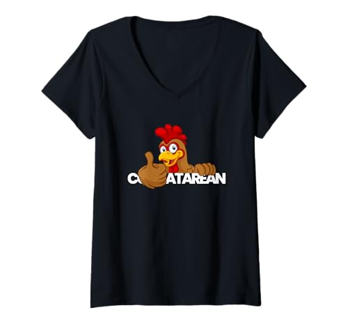 Damen Kakadaras Cartoon Hahn - lustige Hühnchenliebe Humor Design T-Shirt mit V-Ausschnitt Damen Kakadaras Cartoon Hahn - lustige Hühnchenliebe Humor Design T-Shirt mit V-Ausschnitt von Kulisse