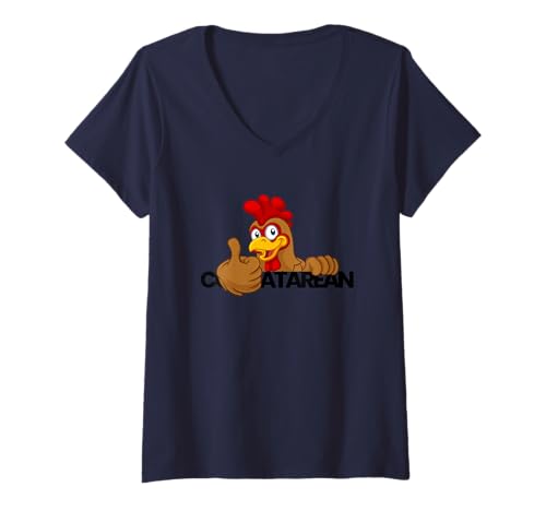 Damen Kakadaras Cartoon Hahn - lustige Hühnchenliebe Humor Design T-Shirt mit V-Ausschnitt Damen Kakadaras Cartoon Hahn - lustige Hühnchenliebe Humor Design T-Shirt mit V-Ausschnitt von Kulisse