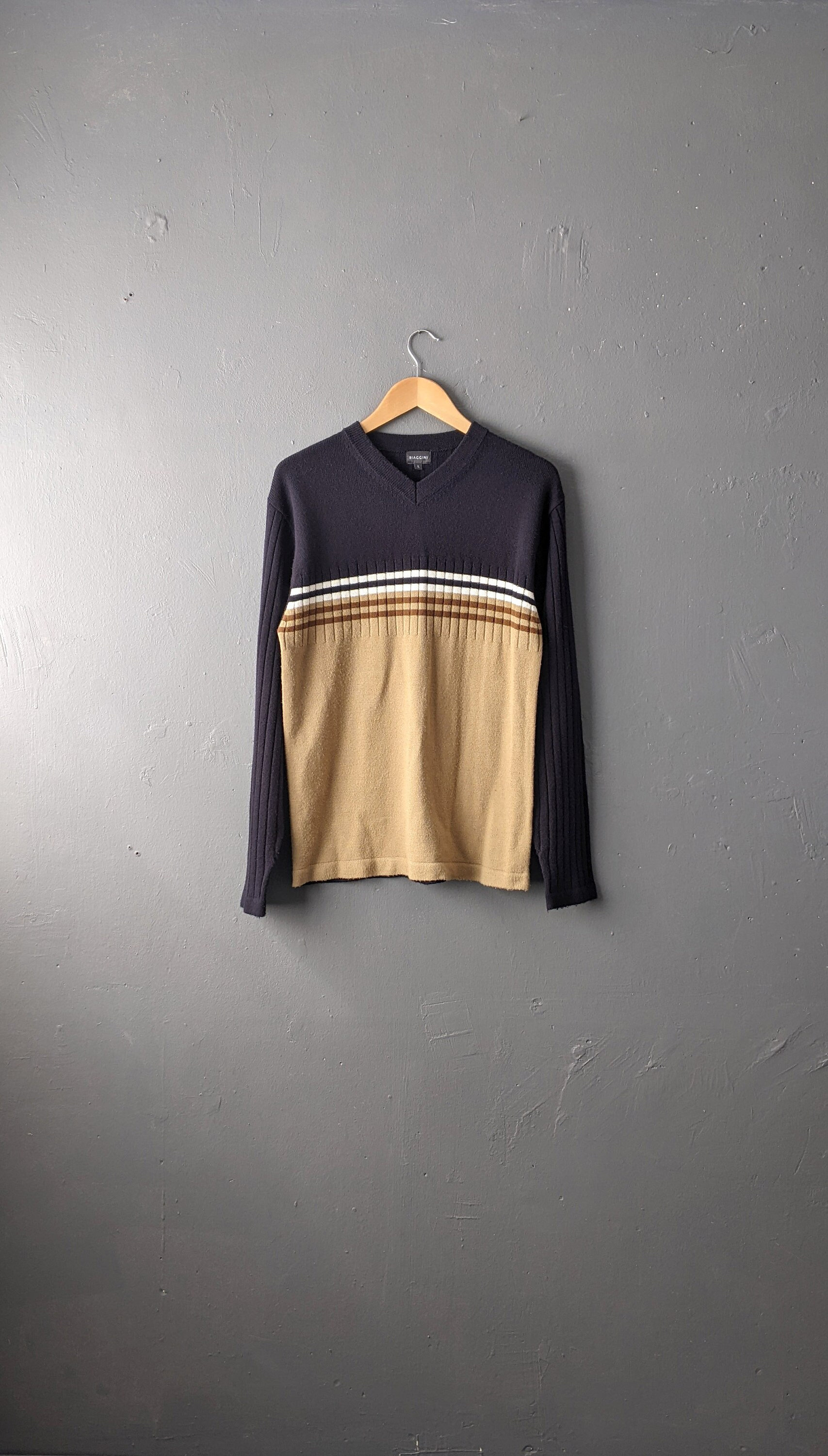 90S Gestreifter Pullover, Preppy Indie Brit Pop Style, Größe L von KultRemade
