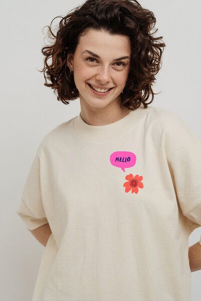 Kultgut Artdesign - Biofair- Oversize Shirt / Hello von Kultgut