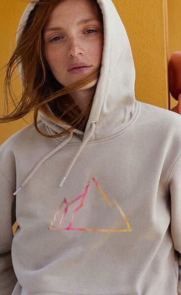 Kultgut Biofair- Kuscheliger Hoodie innen flauschig / Colorful Mountain von Kultgut