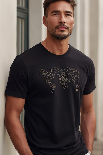 Kultgut T-Shirt mit Motiv / Worldmap von Kultgut