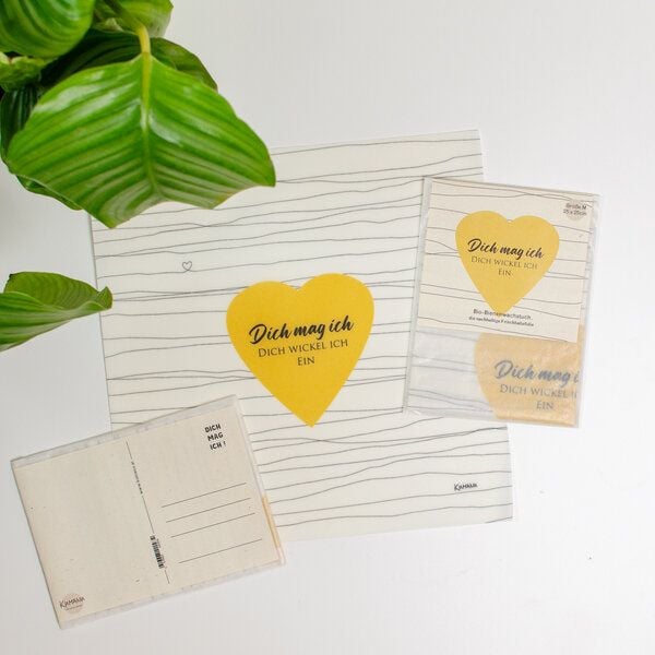 Kumanu - von Natur aus gut Grußkarte mit Bienenwachstuch, Gr. M von Kumanu - von Natur aus gut