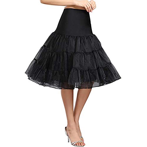 Kumeng Damen 50er Jahre Vintage Tüll Petticoat Halb Slip Tutu Unterrock 68,6 cm, Schwarz, L Kumeng Damen 50er Jahre Vintage Tüll Petticoat Halb Slip Tutu Unterrock 68,6 cm, Schwarz, L von Kumeng