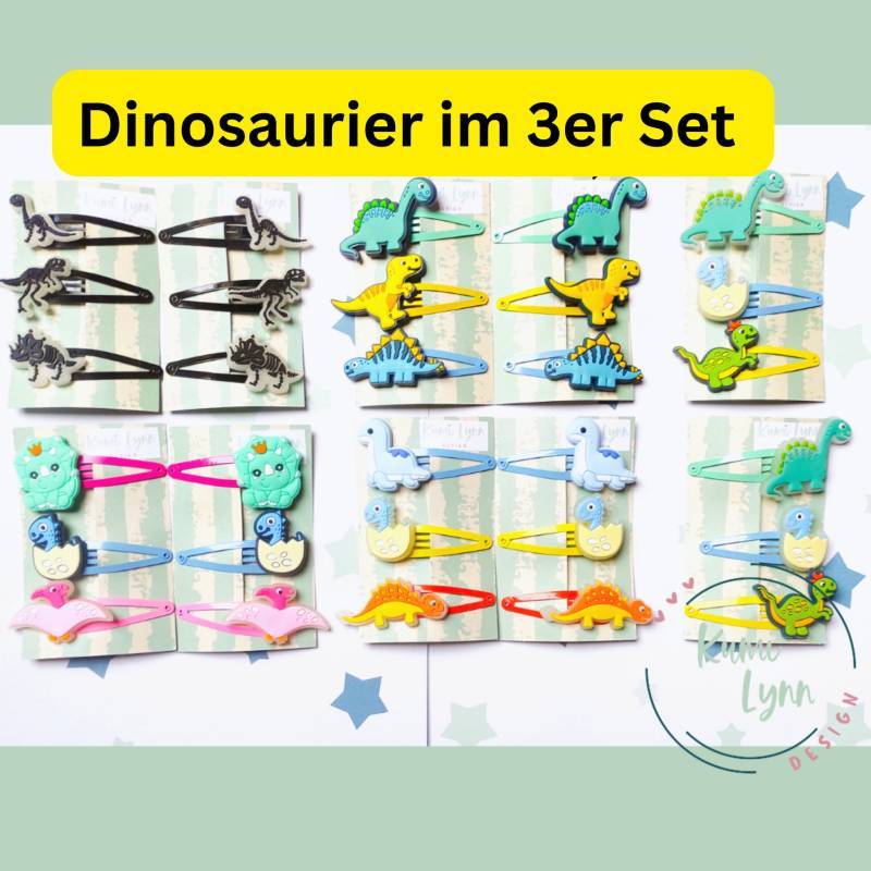 Haarspangen Dinosaurier | 3Er Set 3Er002 von KumiLynnDesign