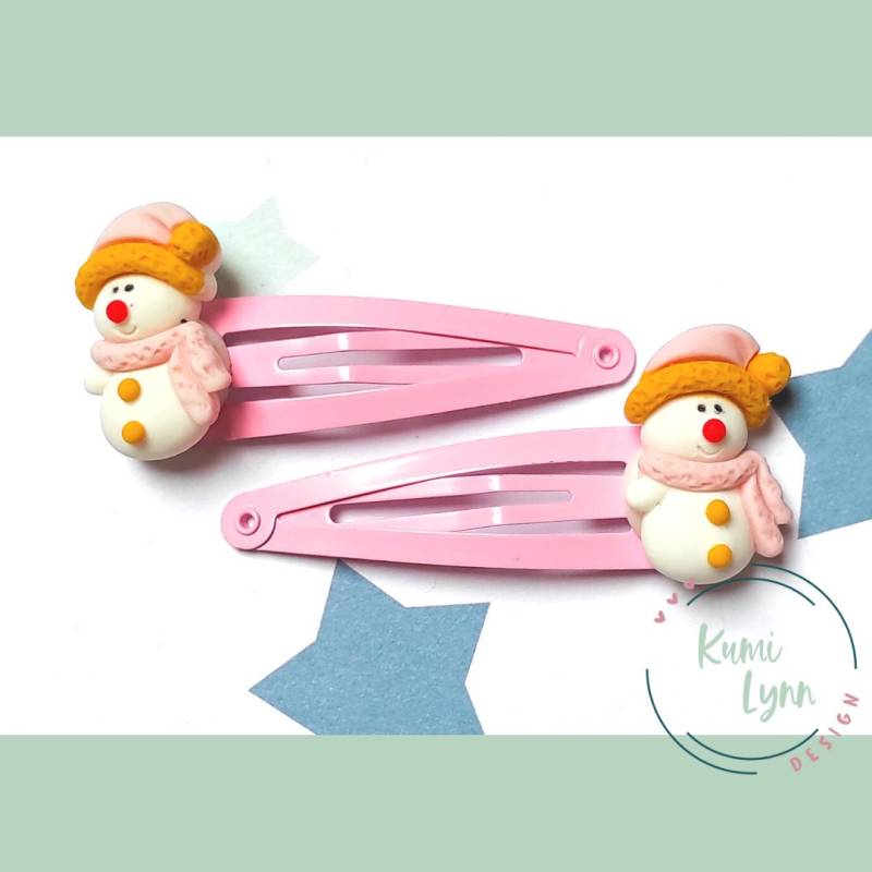 Haarspangen Weihnachten Schneemann 1 Hs023 2Er Set von KumiLynnDesign