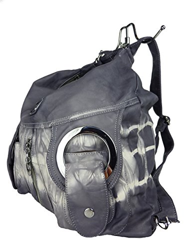 Kumixi W6802Z Rucksackhandtasche Damen-rucksack-tasche Batik versch. Farben 40x33x16 (grau smoke) von Kumixi