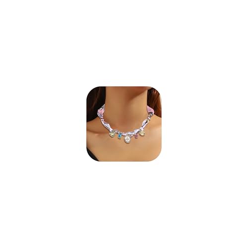 KummerSaprk Schal-Halskette mit Anhänger, geschwollenes Herz, Schleife, Blumen-Charms, Bandana, Halskette, Smaragd-Halsketten, Schmuck, Geschenke für Frauen, Legierung, Kein Edelstein KummerSaprk Schal-Halskette mit Anhänger, geschwollenes Herz, Schleife, Blumen-Charms, Bandana, Halskette, Smaragd-Halsketten, Schmuck, Geschenke für Frauen, Legierung, Kein Edelstein von KummerSaprk