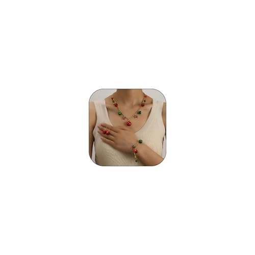 KummerSaprk Weihnachtsschmuck für Damen, Weihnachts-Ohrringe, Halsketten-Set, rot-grün, Glöckchen-Halskette, Urlaubsohrringe, Weihnachtsgeschenke, Strumpffüller für Frauen, Adjustable, Metall, Kein KummerSaprk Weihnachtsschmuck für Damen, Weihnachts-Ohrringe, Halsketten-Set, rot-grün, Glöckchen-Halskette, Urlaubsohrringe, Weihnachtsgeschenke, Strumpffüller für Frauen, Adjustable, Metall, Kein von KummerSaprk