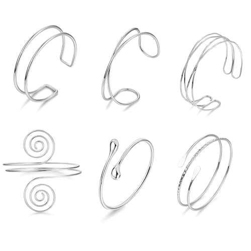 Kunaxku 6PCS Oberarmreif Silber Set Oberarmreif Armreif mit 6 Silbernen Armreifen,Verstellbar und Minimalistisch,Boho Armreif Silber 925 Damen,Wickelarmband Damen,Sterling Silber 925 Kunaxku 6PCS Oberarmreif Silber Set Oberarmreif Armreif mit 6 Silbernen Armreifen,Verstellbar und Minimalistisch,Boho Armreif Silber 925 Damen,Wickelarmband Damen,Sterling Silber 925 von Kunaxku