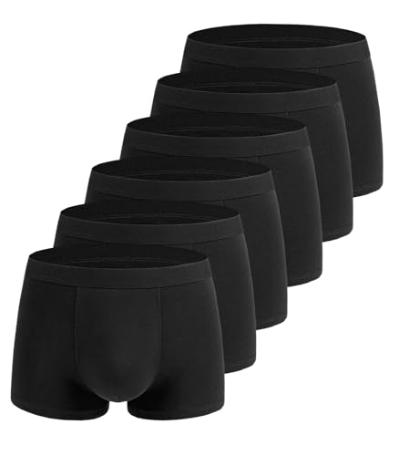 Kuncottz Boxershorts Herren 6er Pack Atmungsaktive Männer Unterwäsche Herren Baumwolle Unterhosen Boxershorts (6er Pack Schwarz) von Kuncottz