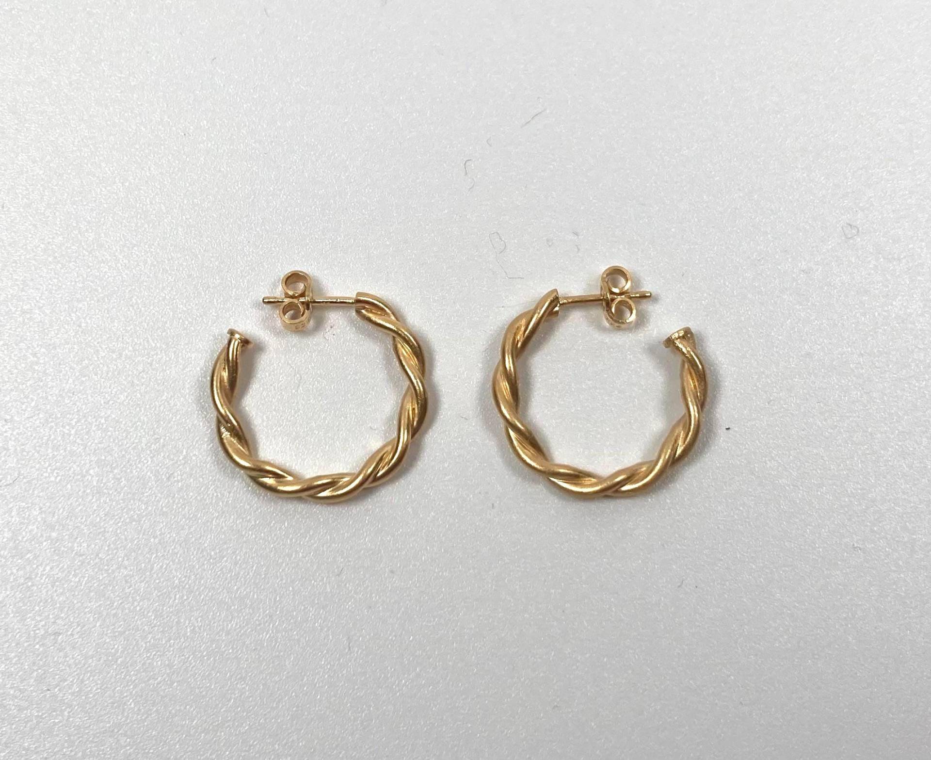 Goldfarbene Creolen, Twist Seilcreolen, Boho, Silber Vergoldet von KundKJewelry