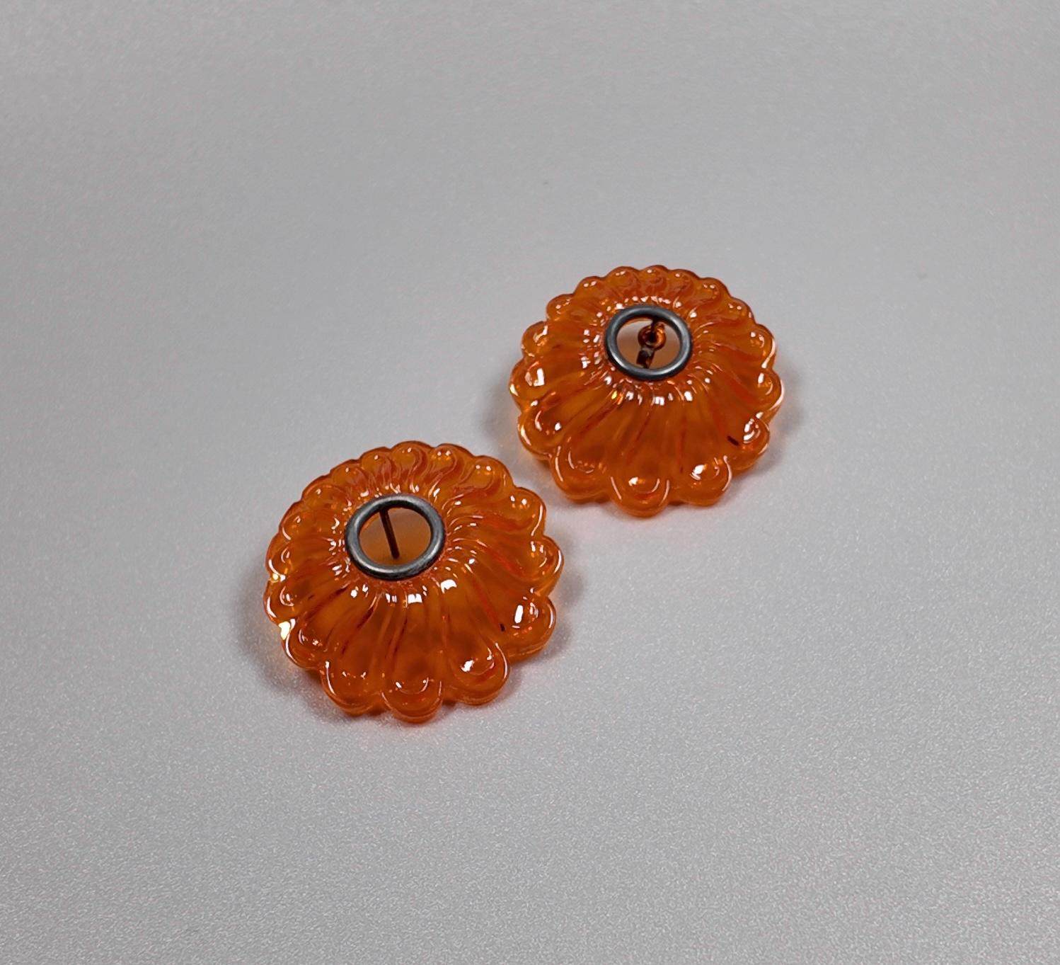 Orangene Ohrstecker Mit Silber - Statementohrringe, Colorful von KundKJewelry