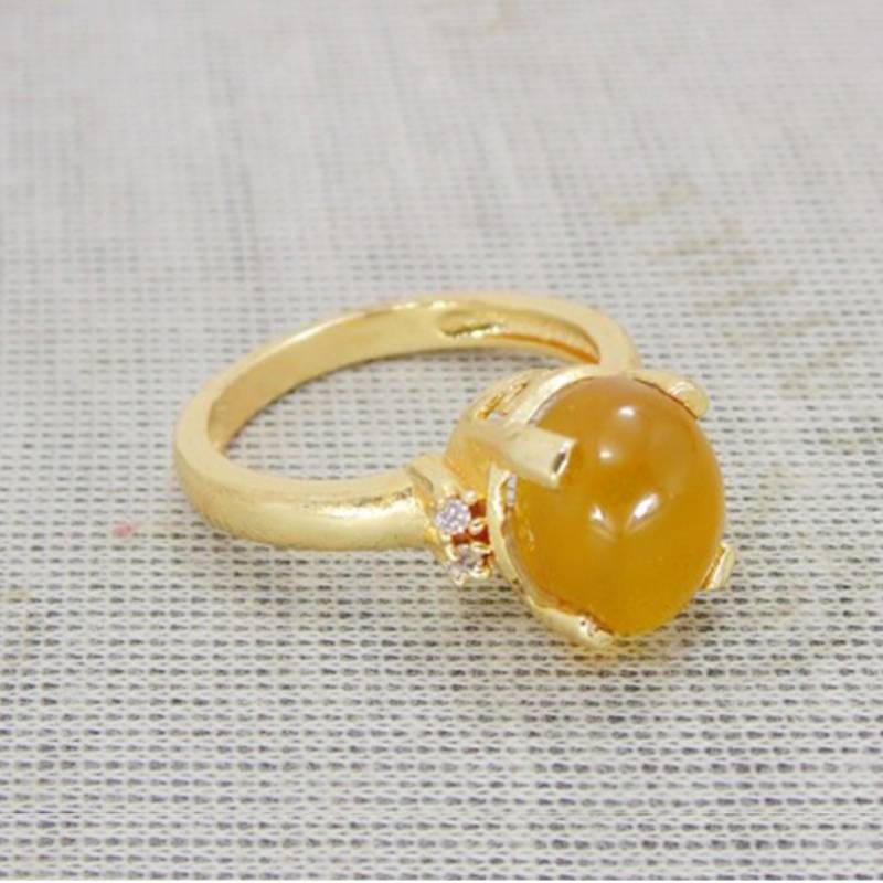 18K Gold Überzogener Gelber Onyxedelstein-Zacken-Gesetzter Ehering von Kundangemsjewelry