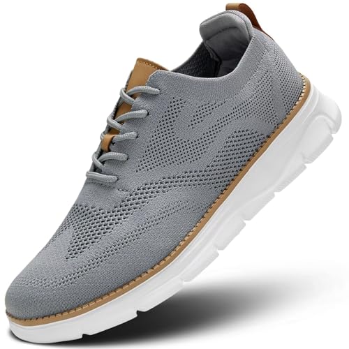 Kundork Herren Freizeitschuhe Bequeme Wanderschuhe Mesh Knit Leichte Atmungsaktive Sneaker, GRAU, 39.5 EU von Kundork