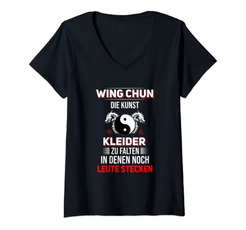 Damen Wing Tsun chinesische Kampfkunst Kampfsport Verein T-Shirt mit V-Ausschnitt Damen Wing Tsun chinesische Kampfkunst Kampfsport Verein T-Shirt mit V-Ausschnitt von Kung Fu Karate Wing Chun Spruch Lustig