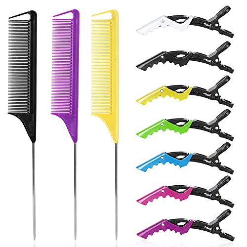 Rat Tail Combs With Clips,10Pcs Rat Tail Combs Set,3Pcs Steel Pin Rat Tail Teasing Combs and 7Pcs Alligator Styling Sectioning Clips,Hair Parting Comb for Women,Salon Home Stylist Braiding Comb Set( B Style) Rat Tail Combs With Clips,10Pcs Rat Tail Combs Set,3Pcs Steel Pin Rat Tail Teasing Combs and 7Pcs Alligator Styling Sectioning Clips,Hair Parting Comb for Women,Salon Home Stylist Braiding Comb Set( B Style) von Kunihiko