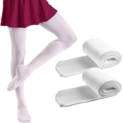 Ballettstrumpfhose Mädchen, Feinstrumpfhose Mädchen Weiße Hautfarbe, Ballett Strumpfhose Kinder (DE/NL/SE/PL, Alter, 3 Jahre, 5 Jahre, Regular, Weiß) von Kunoli
