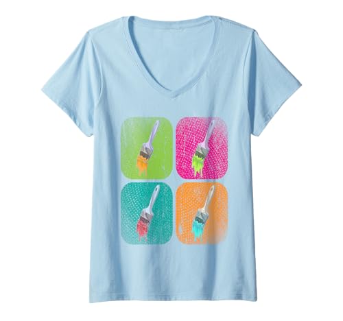 Damen Malerei Zeichner Künstler Pop Art Pinsel Kunst T-Shirt mit V-Ausschnitt Damen Malerei Zeichner Künstler Pop Art Pinsel Kunst T-Shirt mit V-Ausschnitt von Kunst Maler Zeichner Künstler Geschenk
