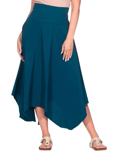 Kunst und Magie - Boho Maxirock Damen Baumwolle - Zipfelrock lang Hippie Stil - Sommerrock Festivalrock Strandrock (DE/NL/SE/PL, Alphanumerisch, Einheitsgröße, Regular, Regular, Petrol) von Kunst und Magie