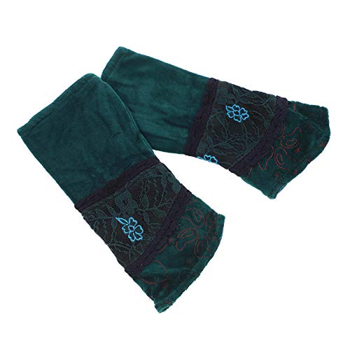 Kunst und Magie Damen Samt Armstulpen Stulpen Handwärmer Handschuhe mit Spitze, Farbe:Petrol von Kunst und Magie