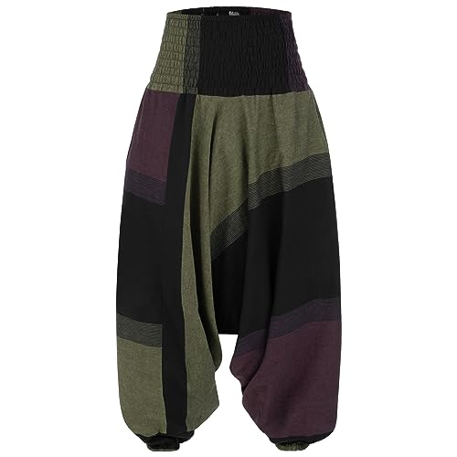 Kunst und Magie Damen orientalische Yoga Freizeit Haremshose Wellnesshose Jodpurhose, Farbe:Braun/Grün/Schwarz von Kunst und Magie