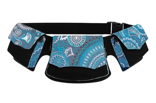 Kunst und Magie Gürteltasche aus Baumwolle – Bauchtasche mit 3 Fächern & Geheimfach – Crossbody-Bag Hüfttasche Damen & Herren – Festival-Tasche (Petrol) von Kunst und Magie