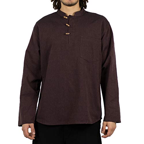 Kunst und Magie Herren Fischerhemden bequemer Schnitt Klassische Farben in verschiedenen Größen, Größe:M, Farbe:Schokobraun von Kunst und Magie